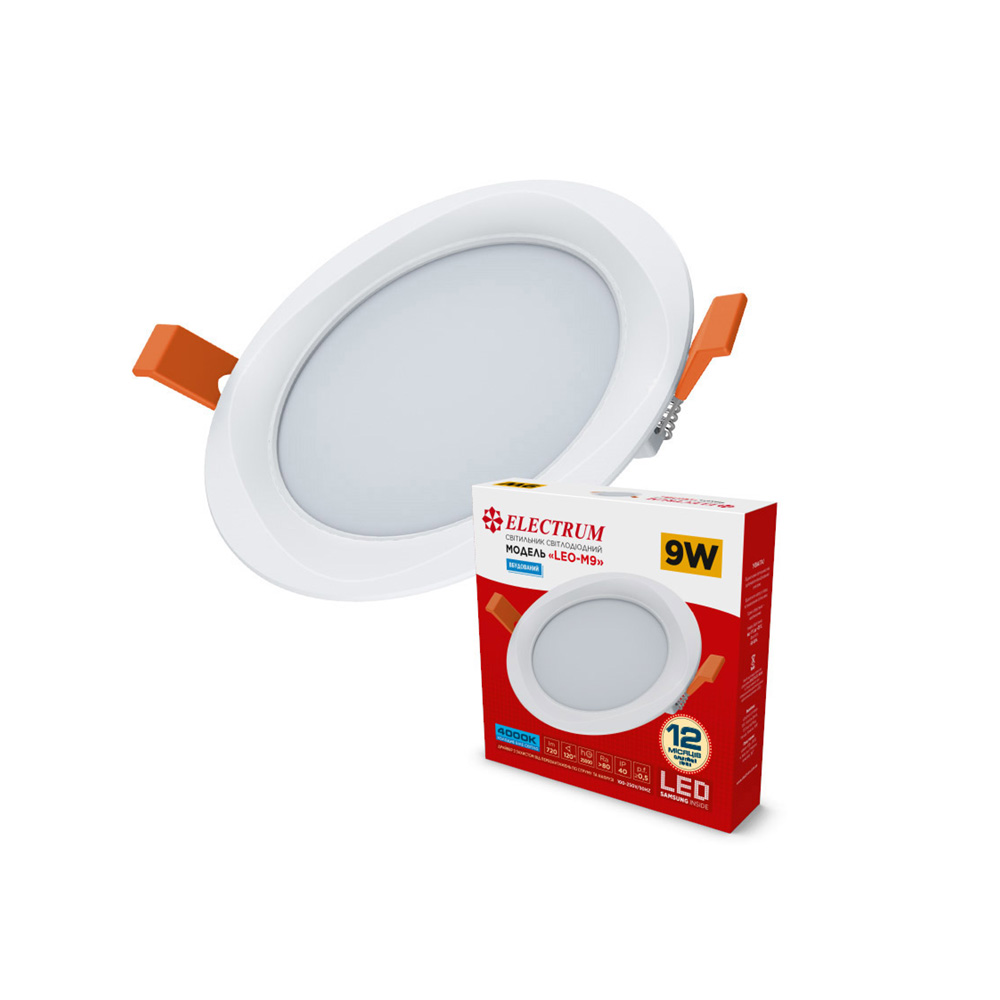 Світильник стельовий вбудований світлодіодний круглий ELECTRUM LEO M 9Вт 4000К